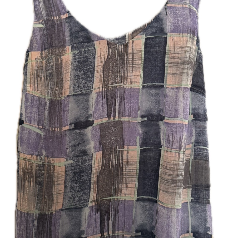 CABI Sleeveless Purple Plaid Print Women's Top